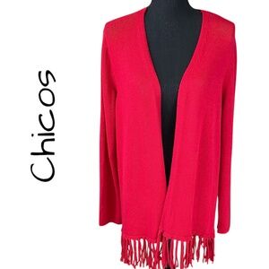 NWT CHICOS “Marian Fringe” Sweater, Size 2 (Medium)